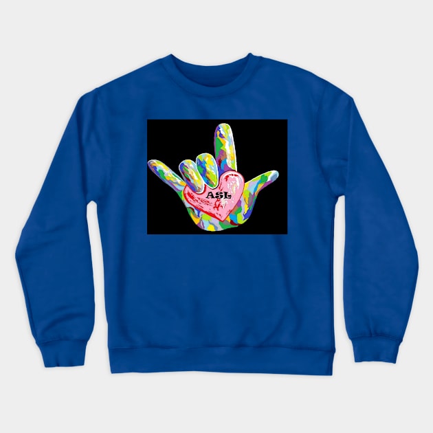 I Heart ASL Crewneck Sweatshirt by EloiseART